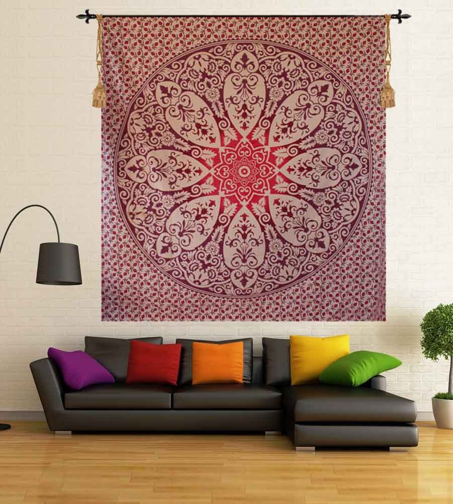 Floral Leaf Mandala Indian Wall Hanging Tapestry