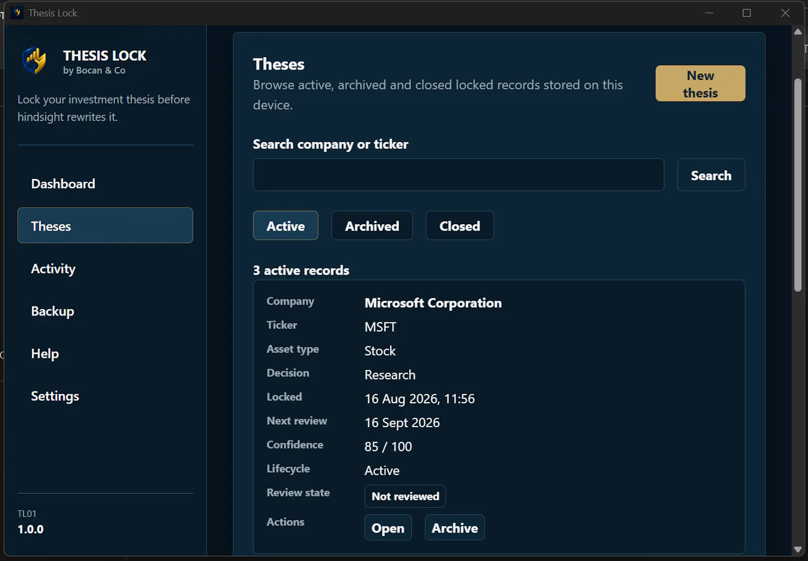Thesis Lock screenshot 2