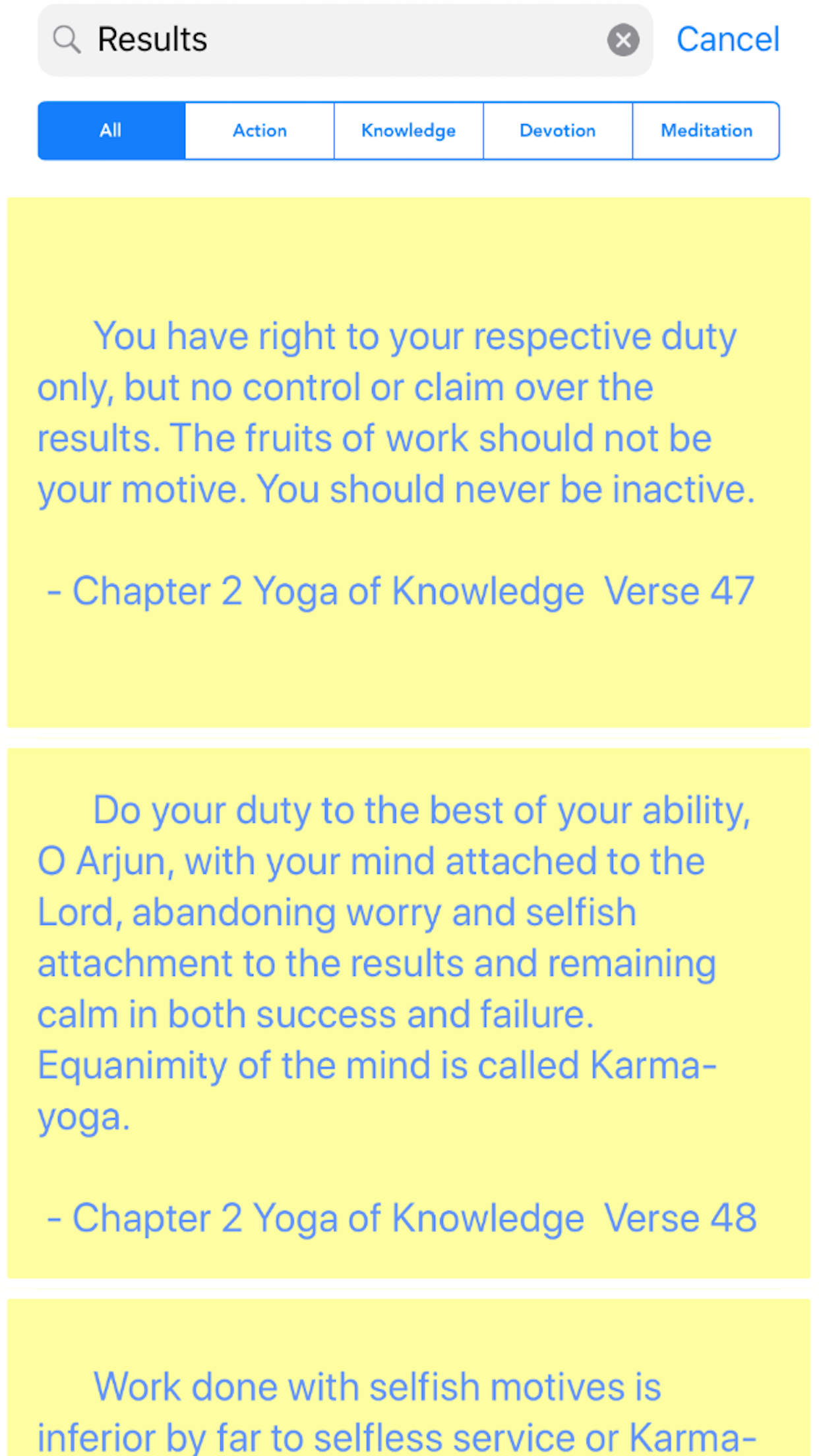 Bhagavad Gita iOS App called "SearchGita" gallery image