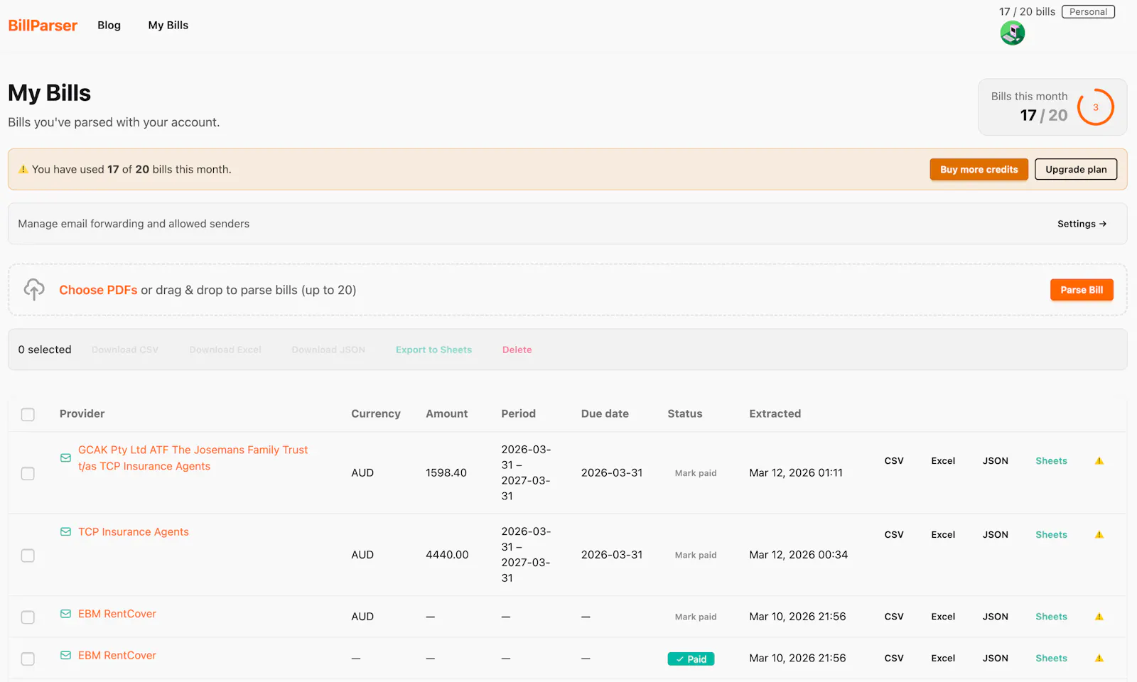 Billparser screenshot 3
