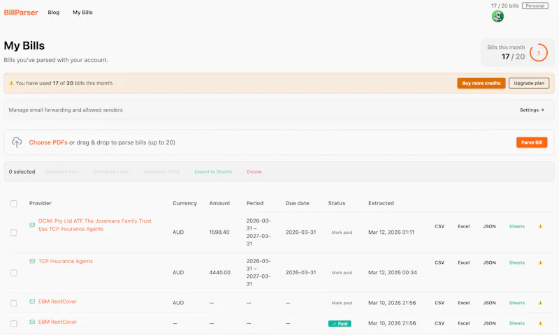 Billparser screenshot 3