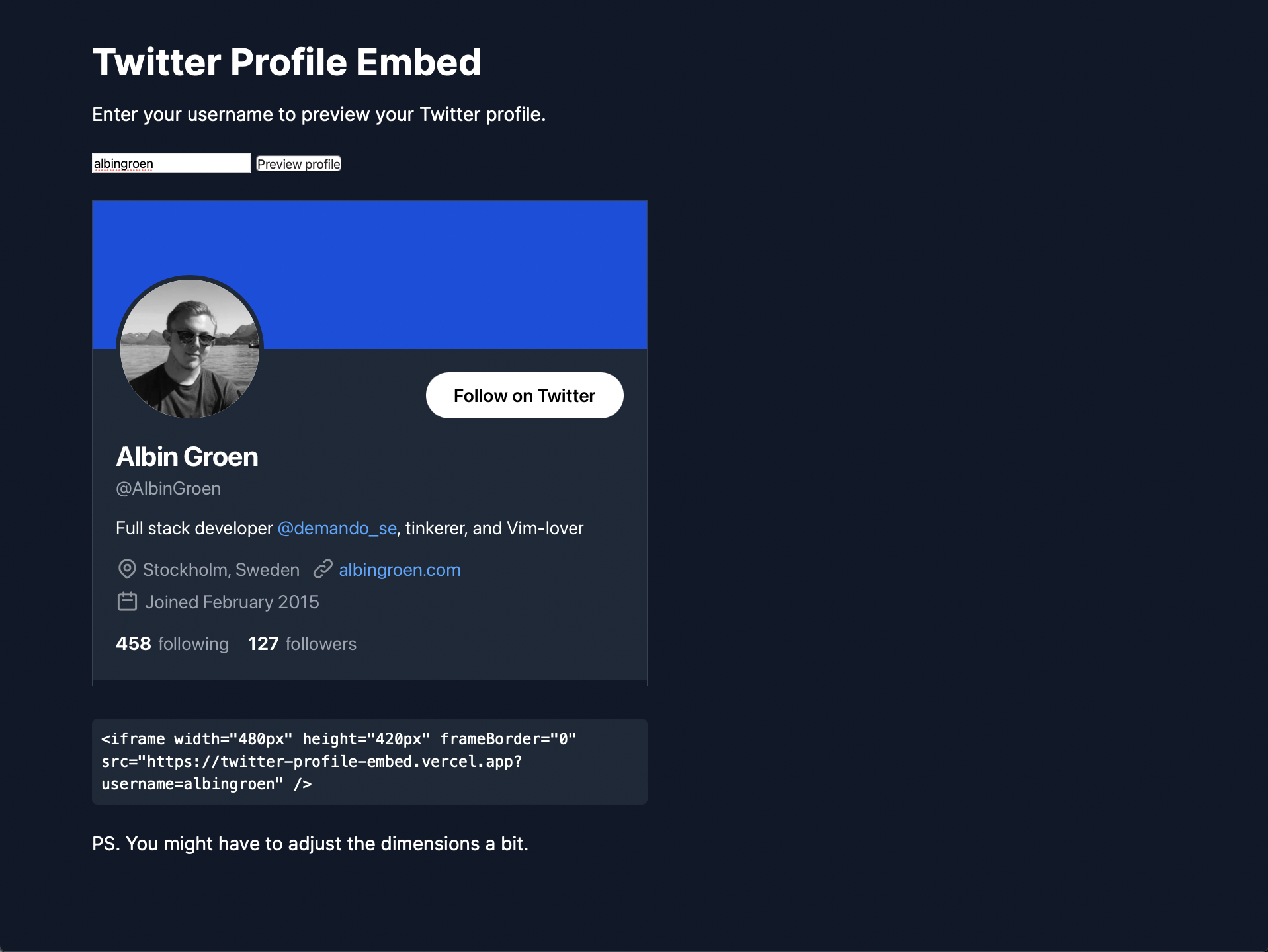 Twitter Profile Embed gallery image