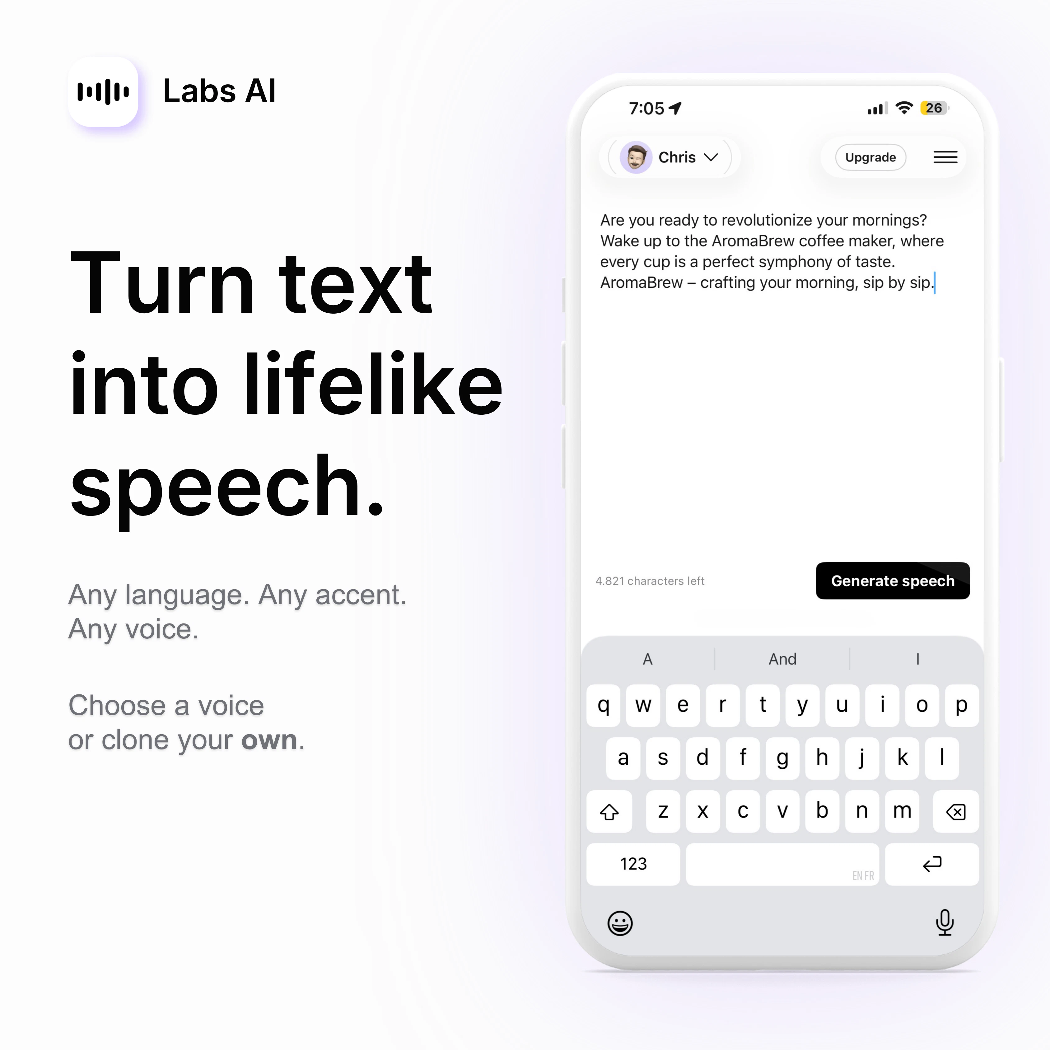 startuptile Labs AI-Turn any text into natural AI voiceovers on iPhone