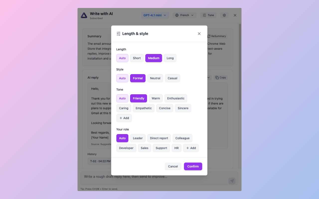 ChatGPT for Gmail — AI Email Assistant - Screenshot 4 showing product features and functionality