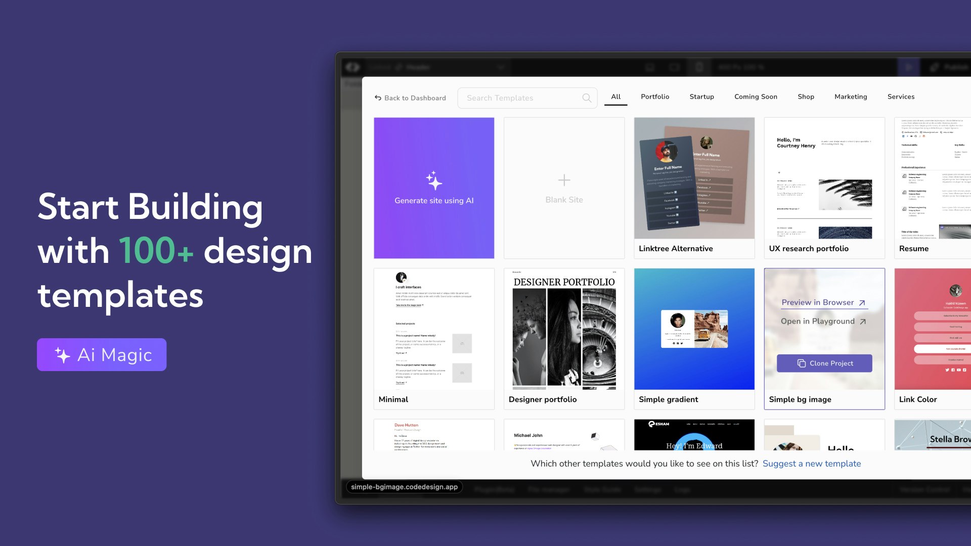 CodeDesign.ai - AI के साथ 30 सेकंड में अपनी अगली वेबसाइट बनाएँ और लॉन्च करें मीडिया 4
