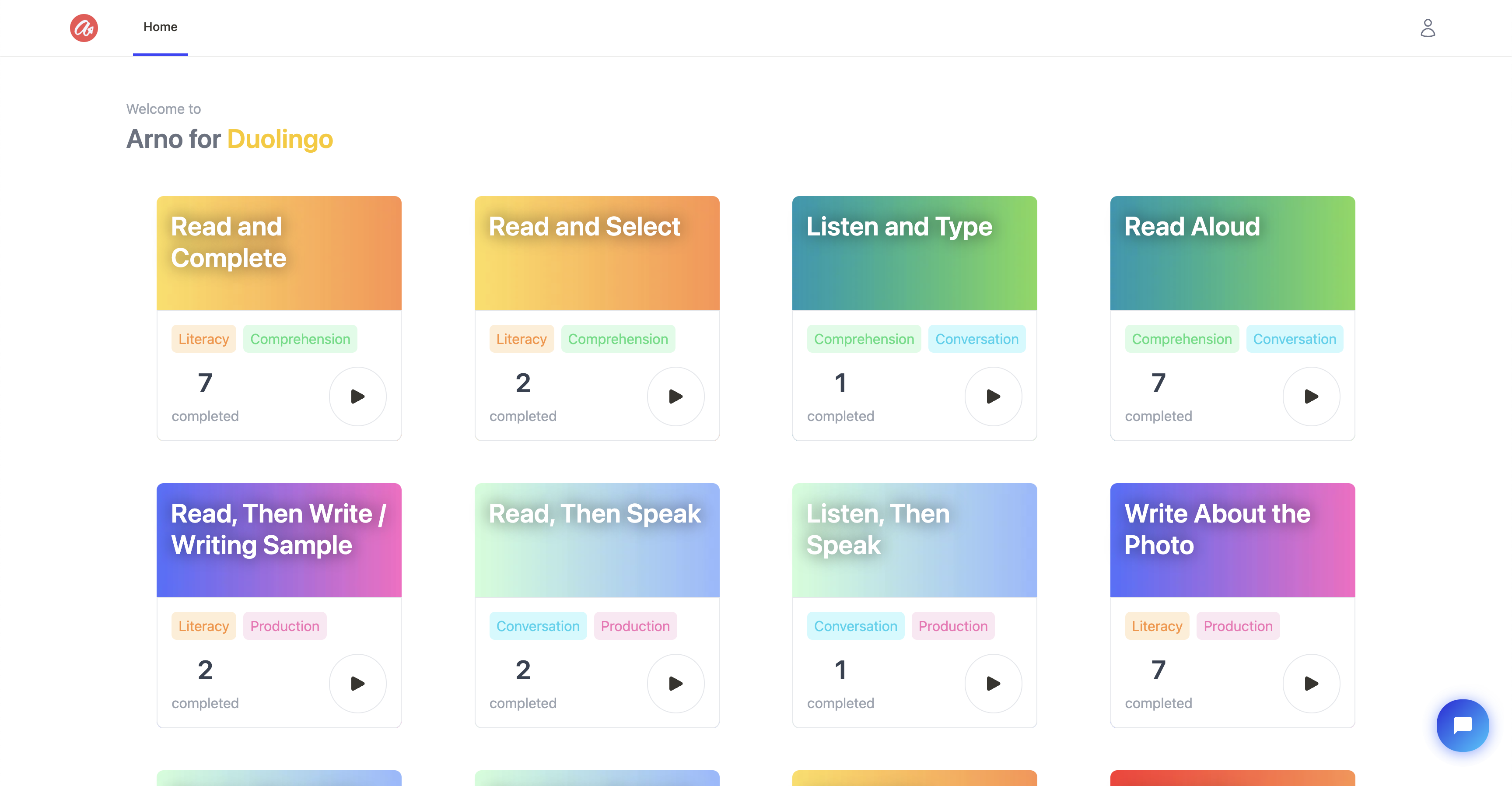 Media Arno cho bài kiểm tra tiếng Anh Duolingo - Các câu hỏi thực hành không giới hạn với việc ghi điểm và phản hồi ngay lập tức 1
