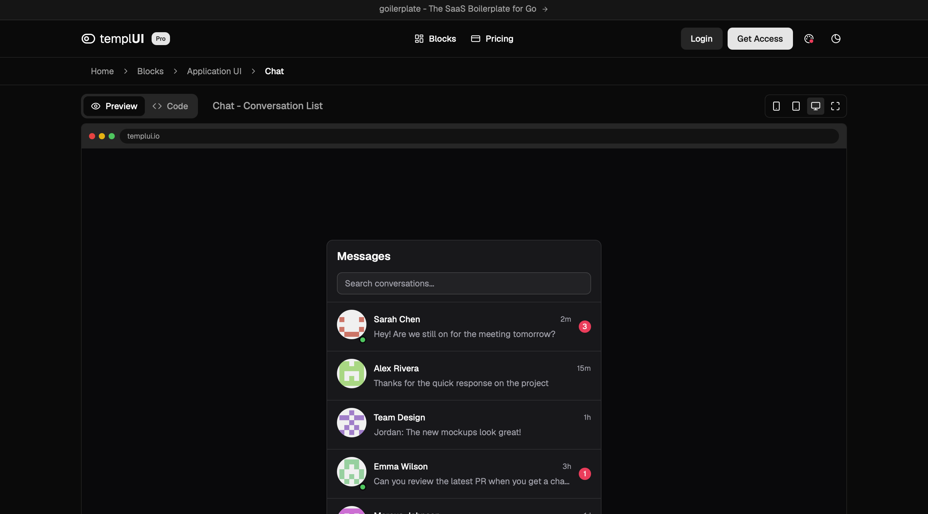 templUI Pro gallery image