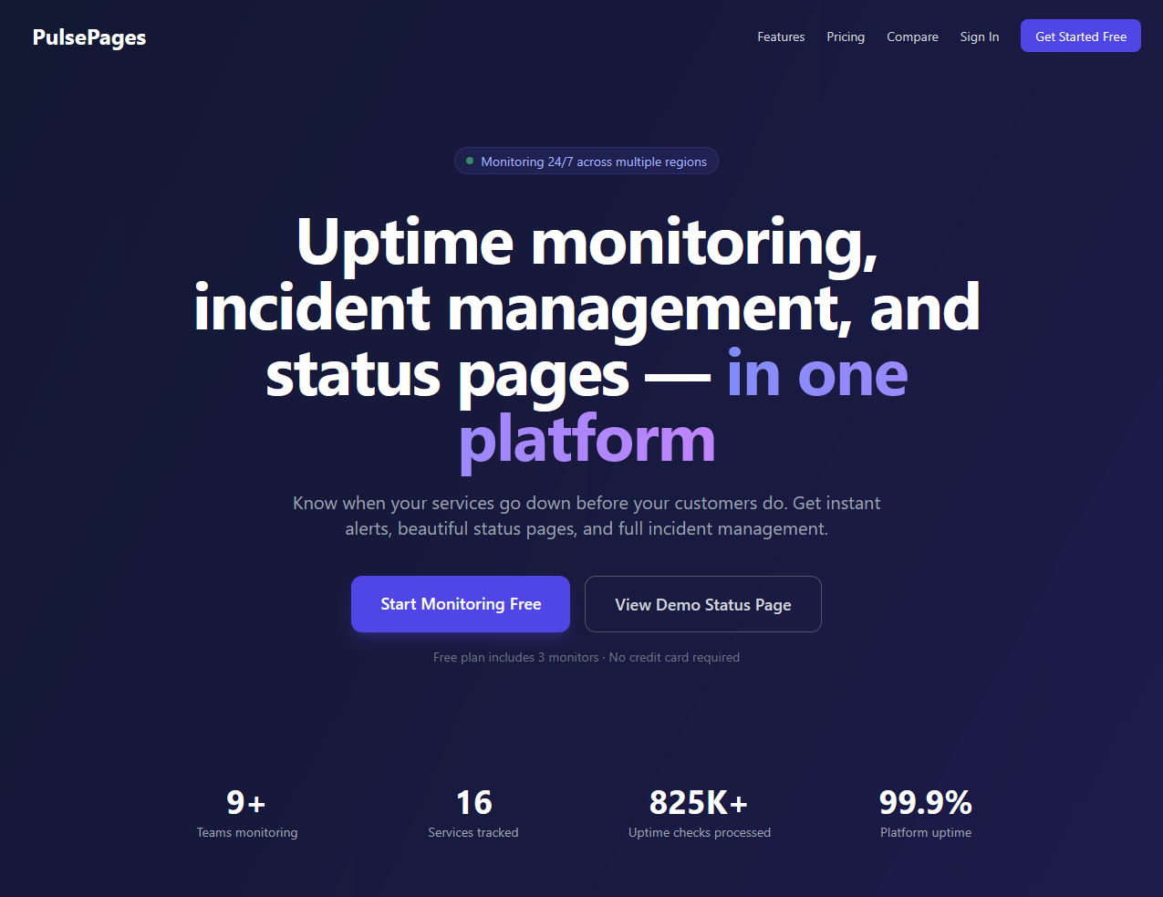 PulsePages - Main product screenshot demonstrating key features and user interface