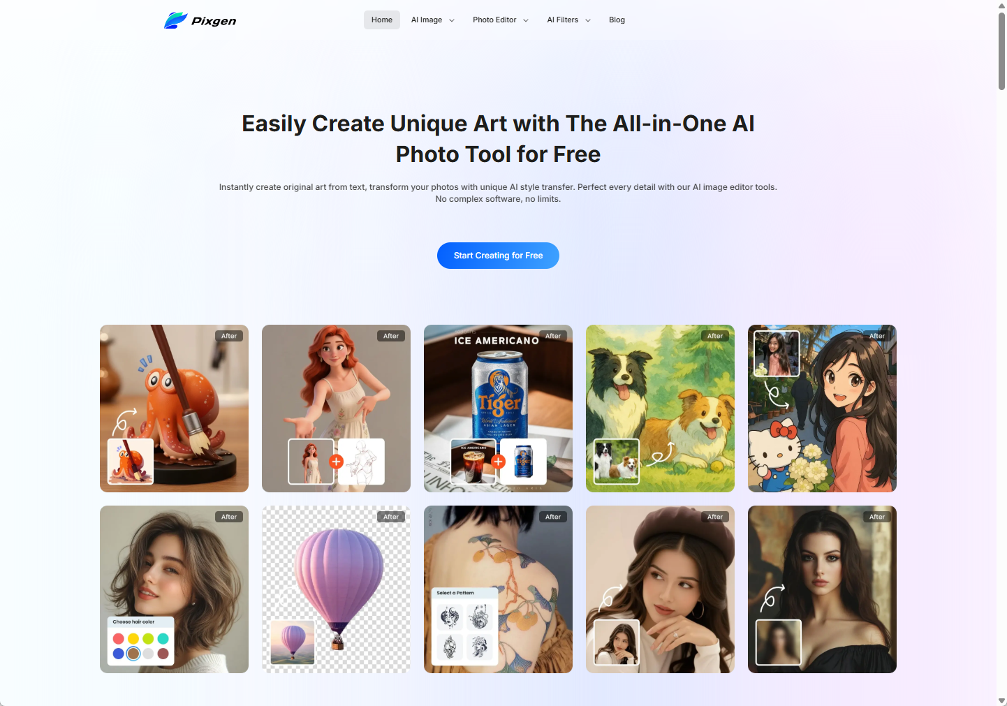 Pixgen: Create, Edit & Stylize - Main screenshot showing features and interface