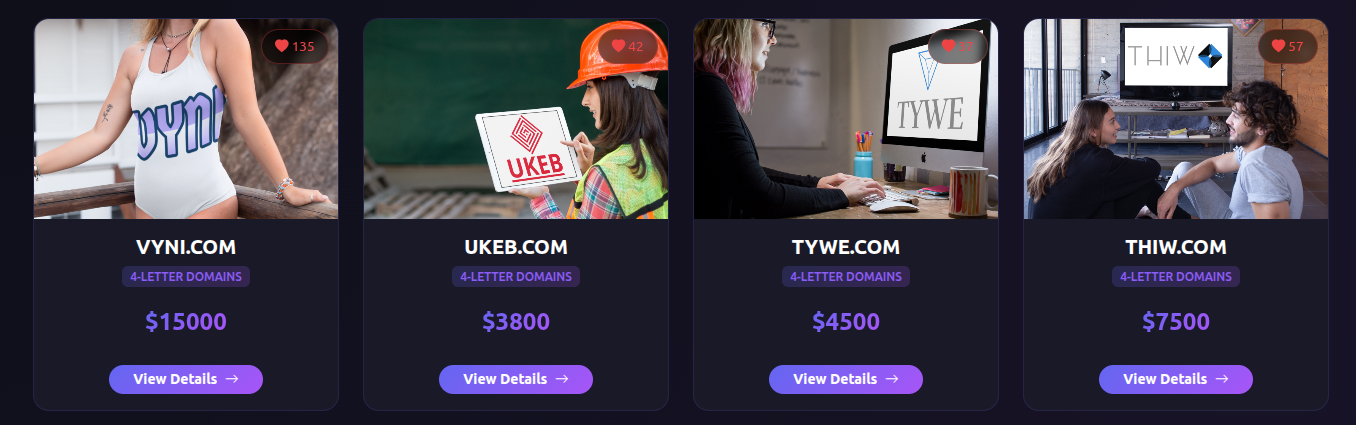 MadeUpWords.com Premium Domains For Sale - Main product screenshot demonstrating key features and user interface