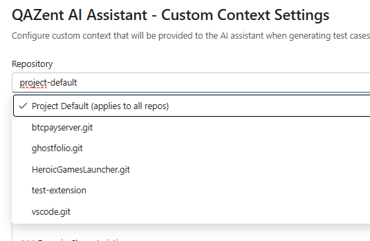 QAZent - PR Assistant for Azure DevOps - Screenshot 4 showing product features and functionality