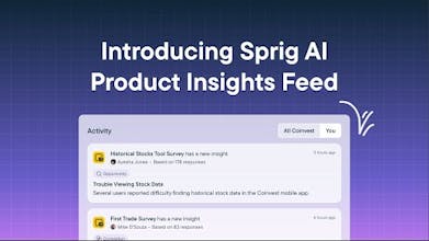 Sprig AI Product Insights Feed homepage with real-time data visualizations