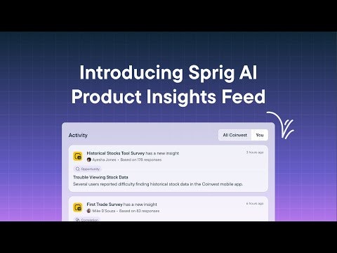 startuptile AI Product Insights Feed-Get a real-time feed of product opportunities with Sprig AI