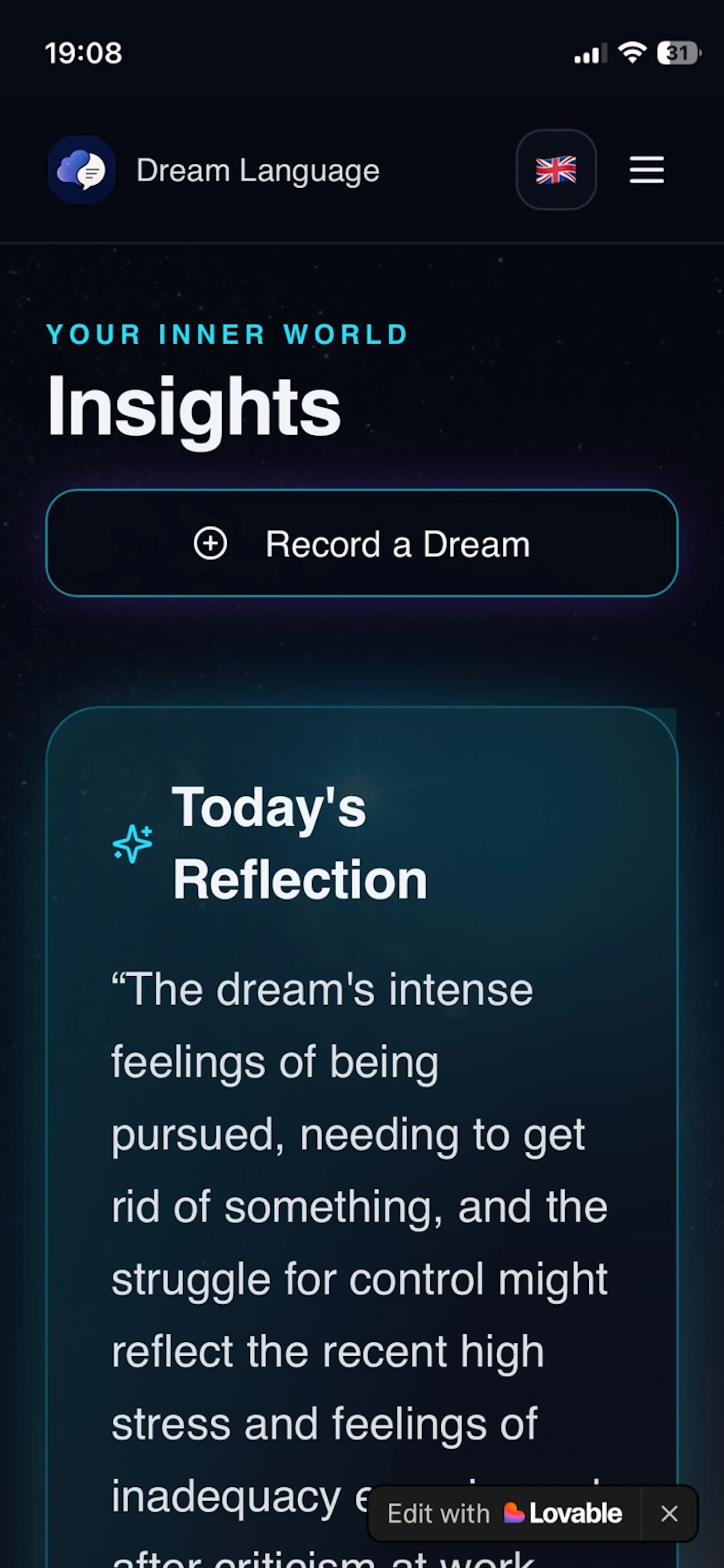 Dream language app screenshot 2