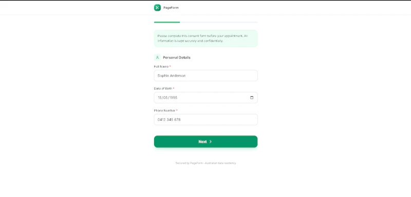 PageForm screenshot 2