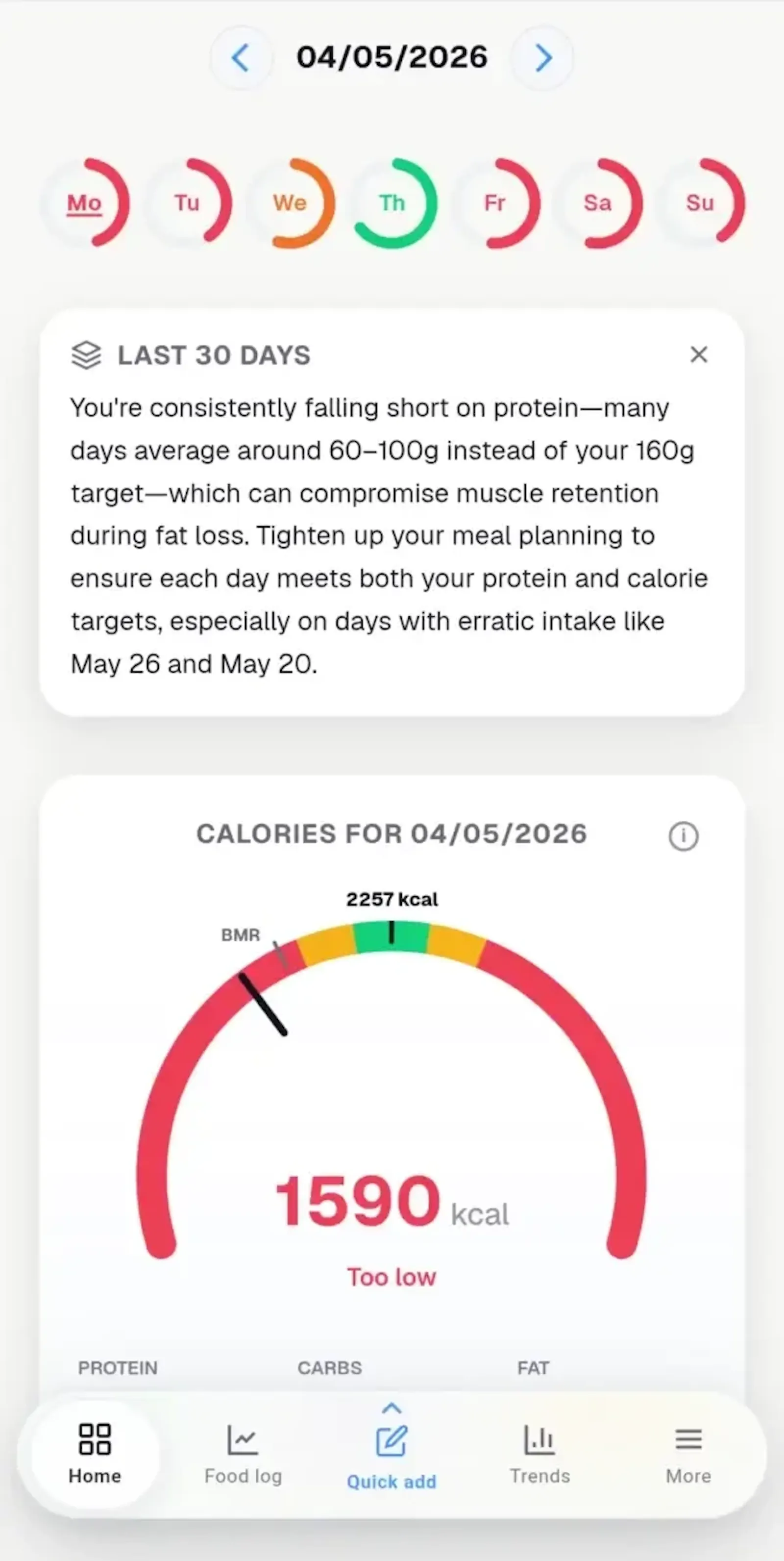 Kibora nutrition tracking app screenshot 1