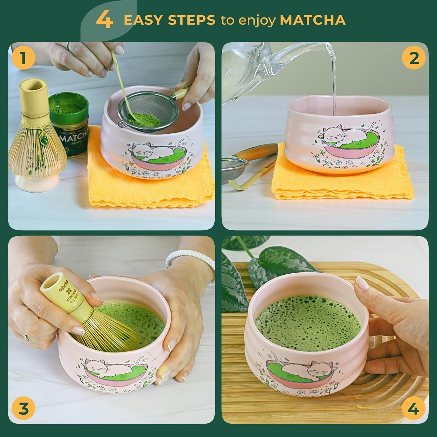 猫愛好家向けの抹茶ギフトセット - お茶と猫愛好家向けのカワイイ抹茶ギフトセットメディア2