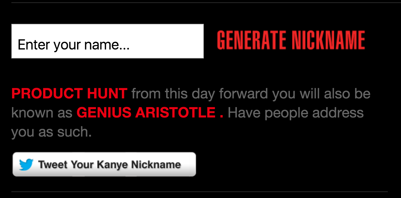 Kanye Nickname Generator gallery image