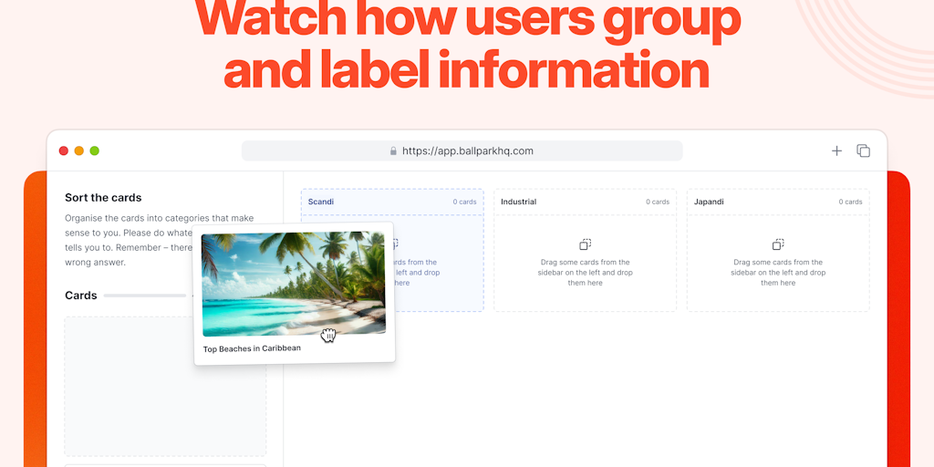 Card sorting by Ballpark