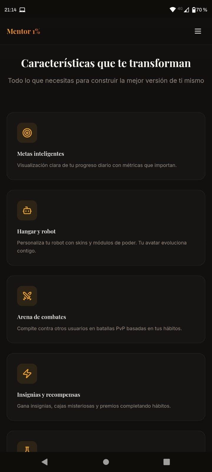 Mentor 1% - App de hábitos gamificada gallery image