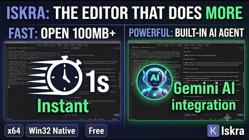 Iskra Text Editor screenshot 1 (video preview)