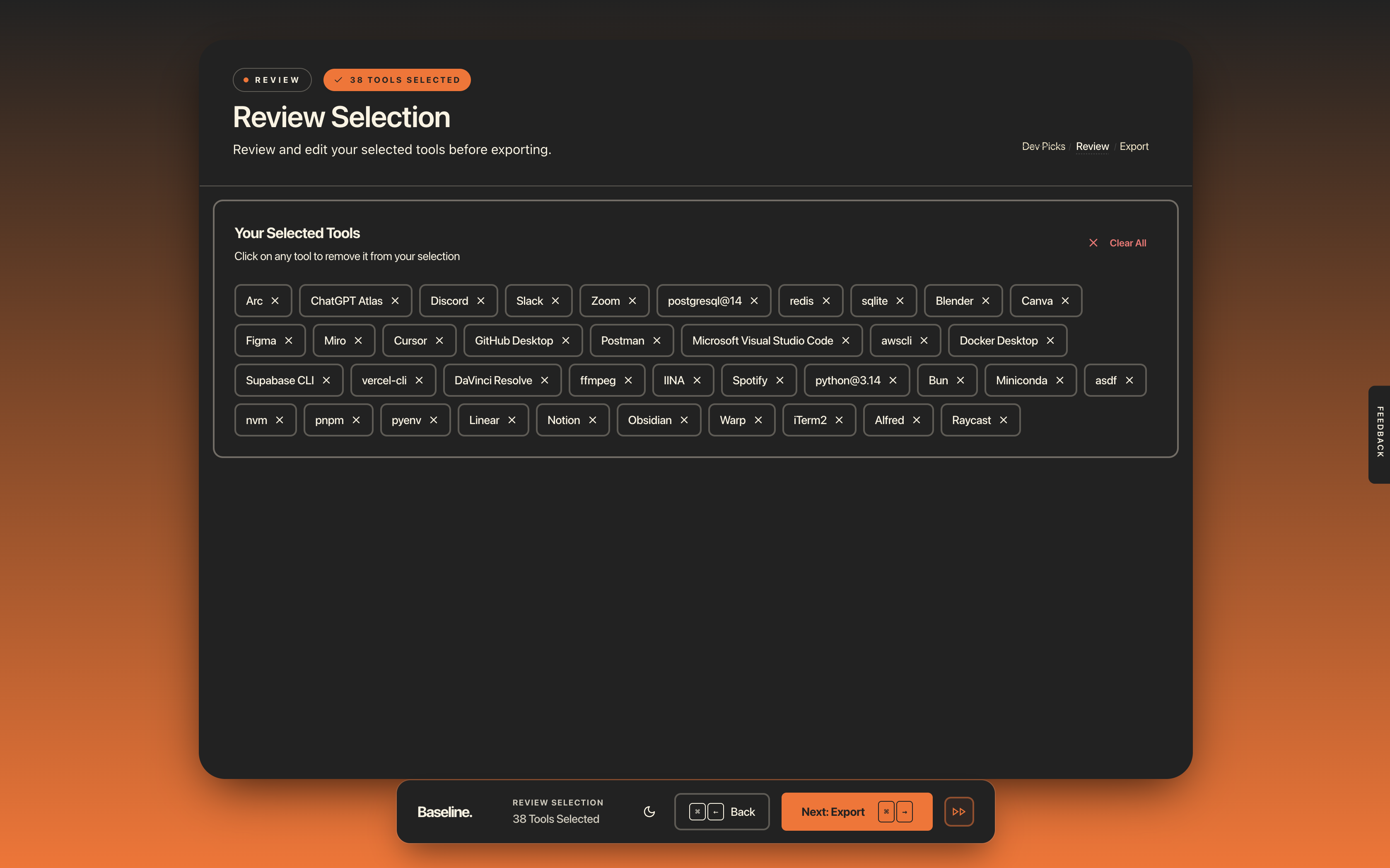 Baseline - Screenshot 2 showing product features and functionality
