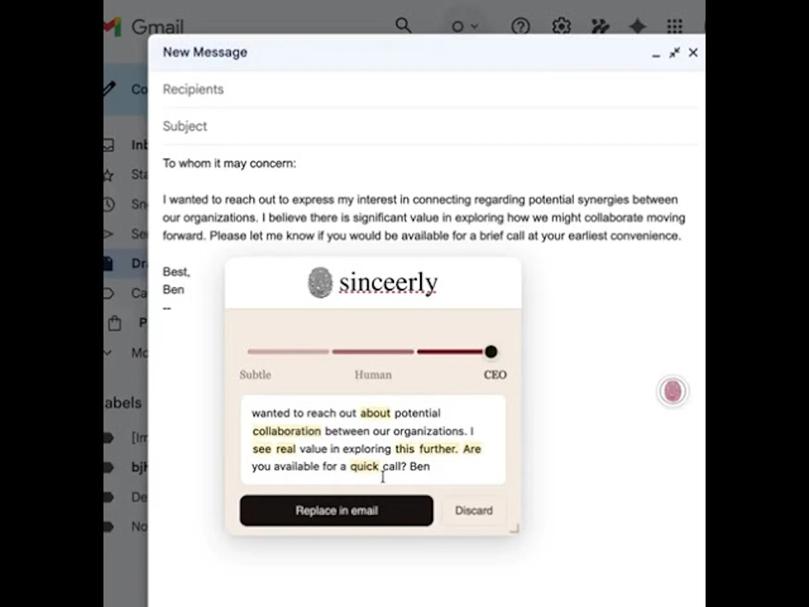 Sinceerly screenshot 1 (video preview)