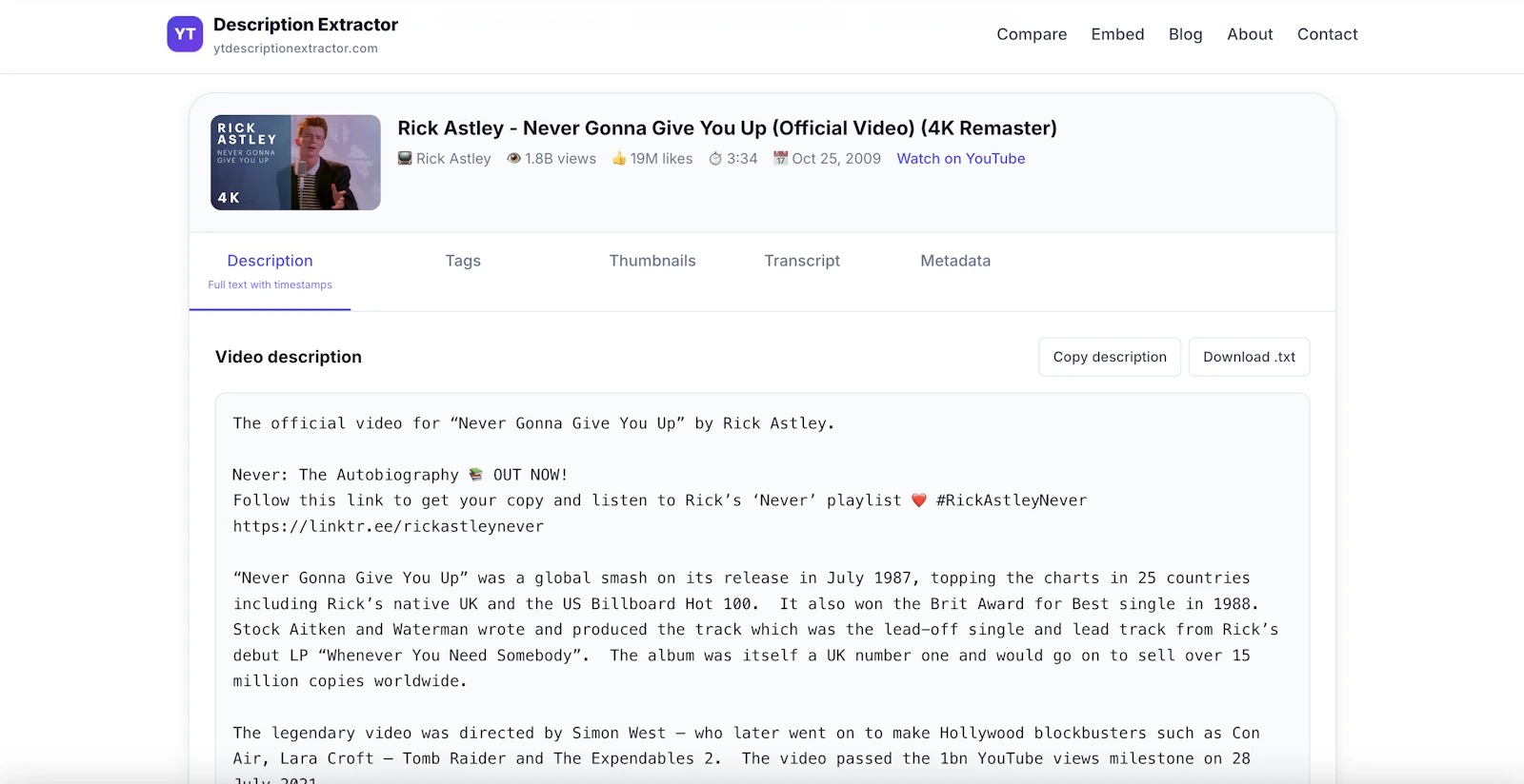 YT Description Extractor screenshot 3