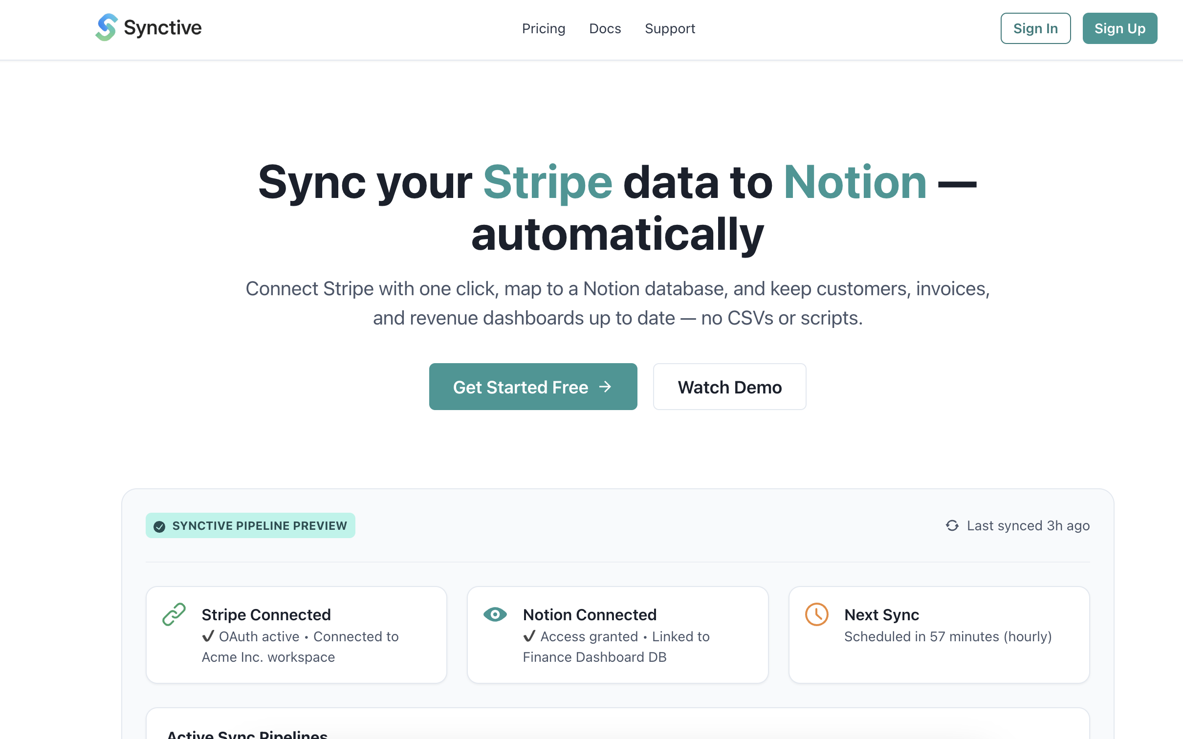 Synctive – Sync Stripe data to Notion