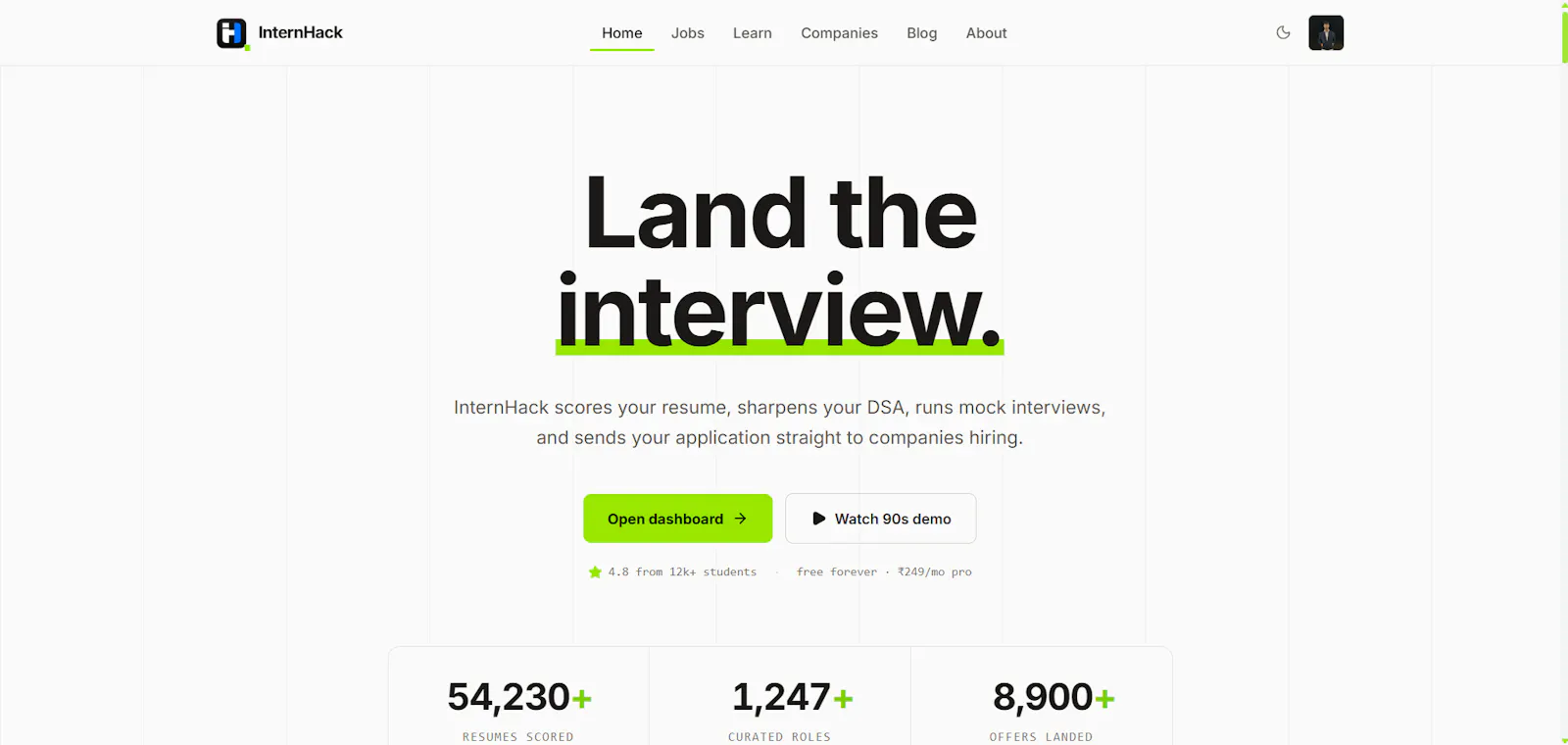InternHack screenshot 1
