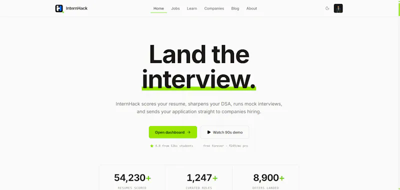 InternHack screenshot 1