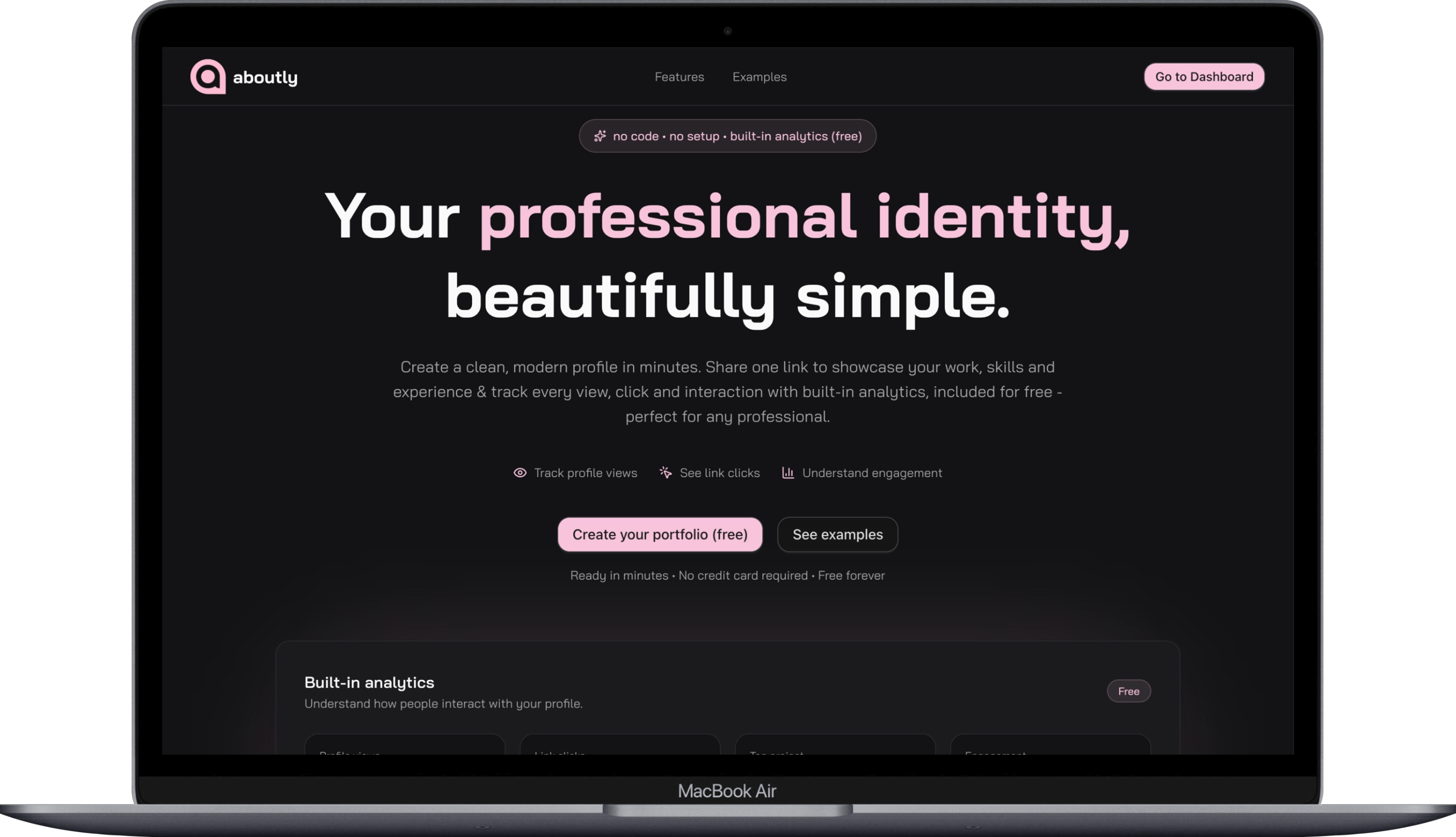 aboutly - Screenshot 2 showing product features and functionality