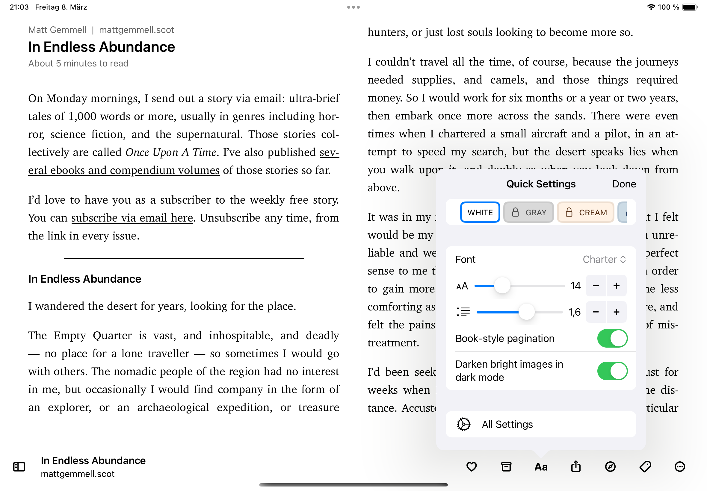 Mídia 3 de Flyleaf para iOS e macos - Leia artigos e páginas da web como um livro.