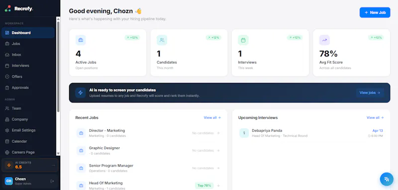 Recrrofy - AI First Hiring OS screenshot 6