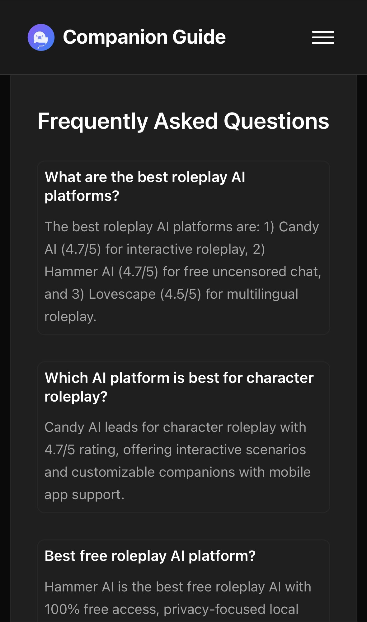 Média Companionguide.ai - Les meilleures compagnons d'IA et plateformes de chat 8