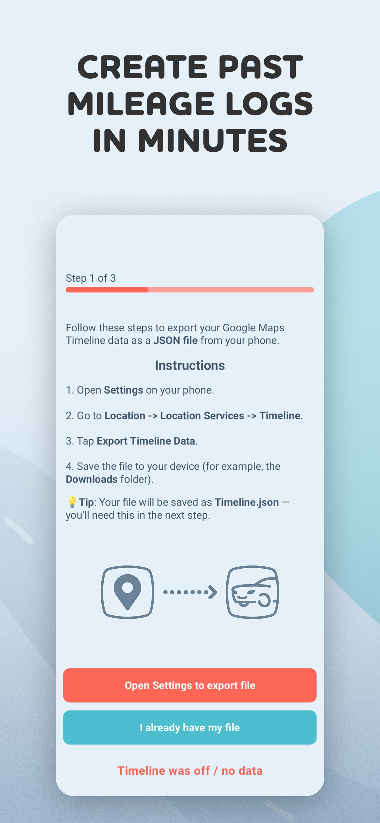 Mileage Log from Google Maps App - Screenshot 4 showing product features and functionality
