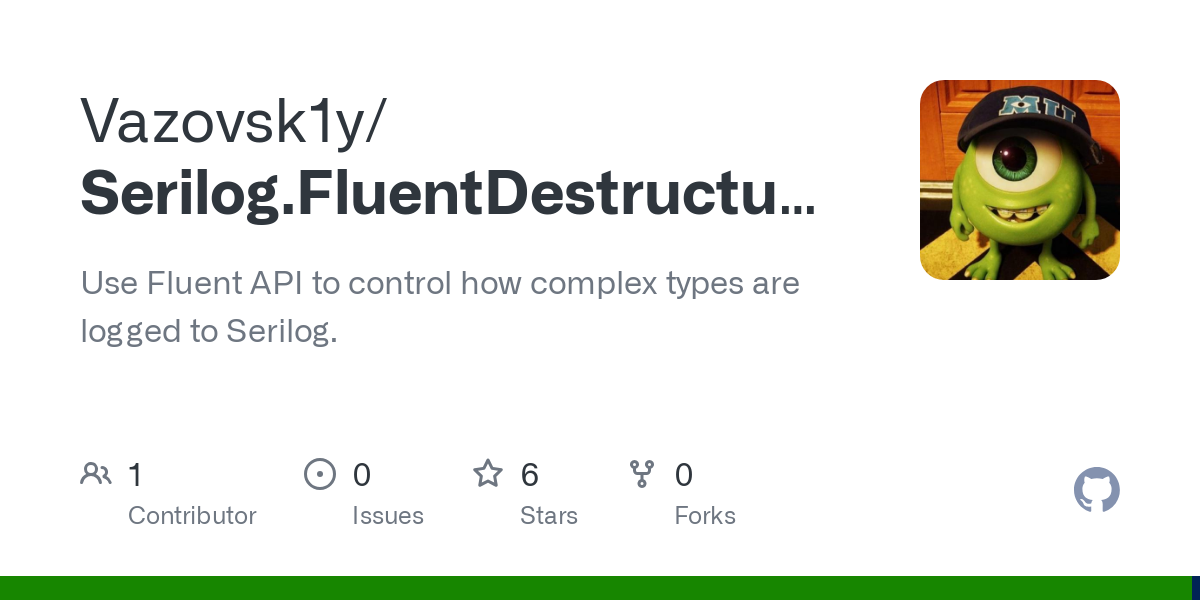 وسائط serilog.fluentDurgructuraturing - استخدم واجهة برمجة تطبيقات بطلاقة للتحكم في كيفية تسجيل الأنواع المعقدة 1