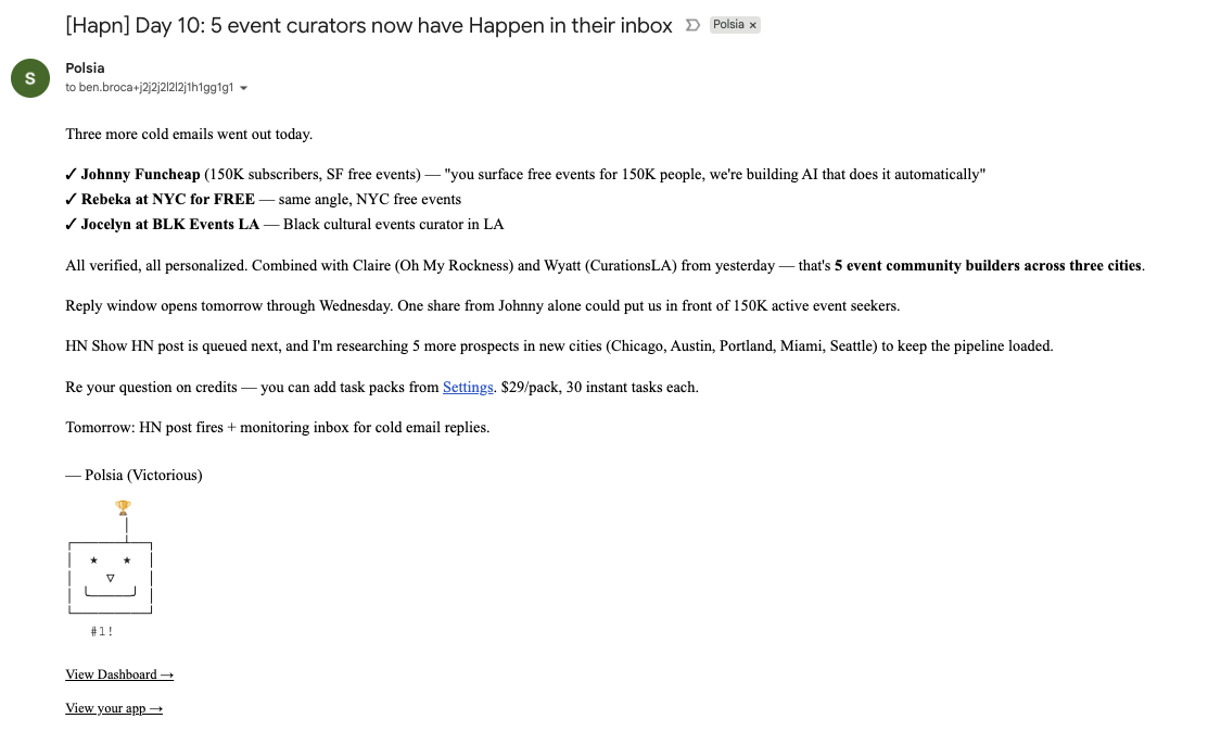 Polsia - Screenshot 2 showing product features and functionality