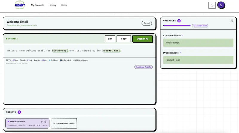 WitchPrompt screenshot 2