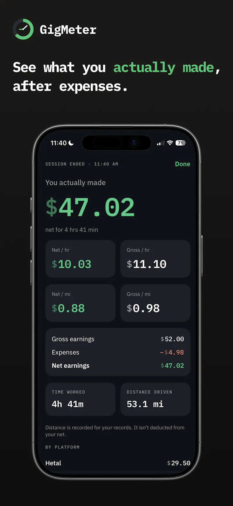 GigMeter - Know what you actually earn screenshot 2