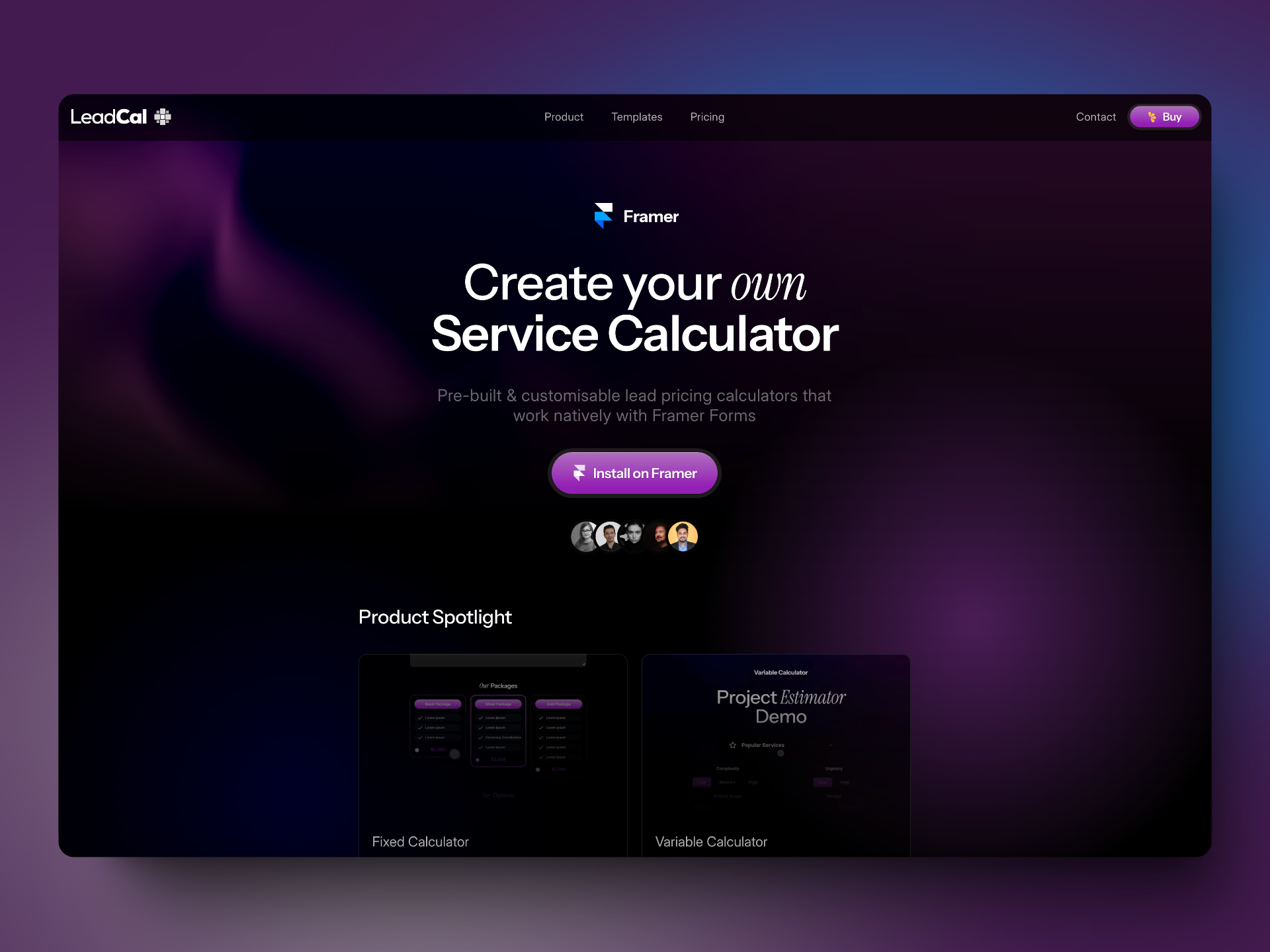 startuptile LeadCal-Lead pricing calculator for Framer