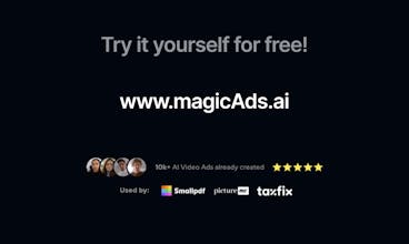 무료 첫 광고 상품 - &ldquo;첫 광고 완전히 무료!&rdquo; 텍스트가 표시되는 배너로, MagicAds.ai를 비용 없이 경험할 수 있는 제한 시간 특별 상품을 강조합니다.