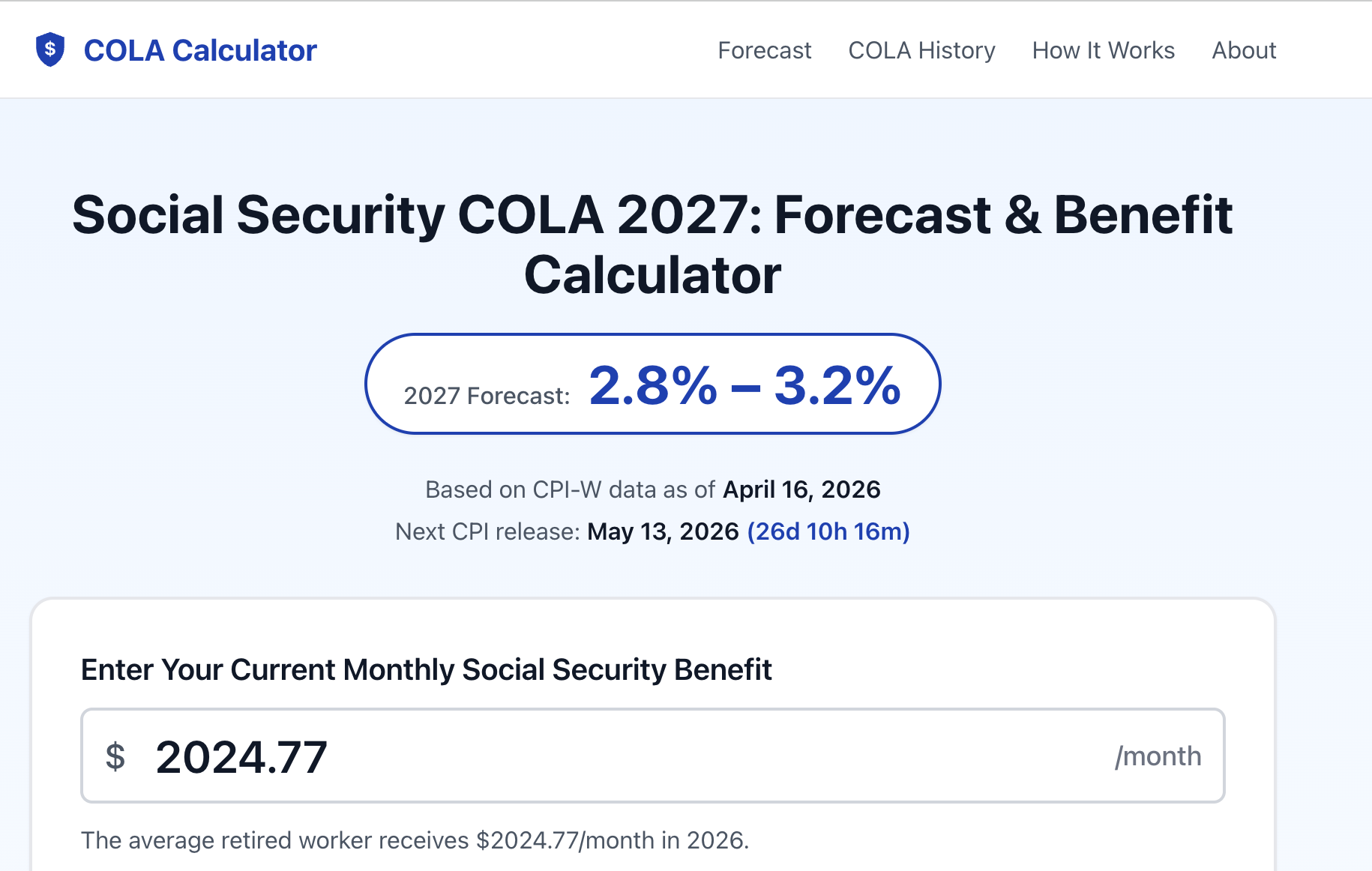 COLA Calculator gallery image