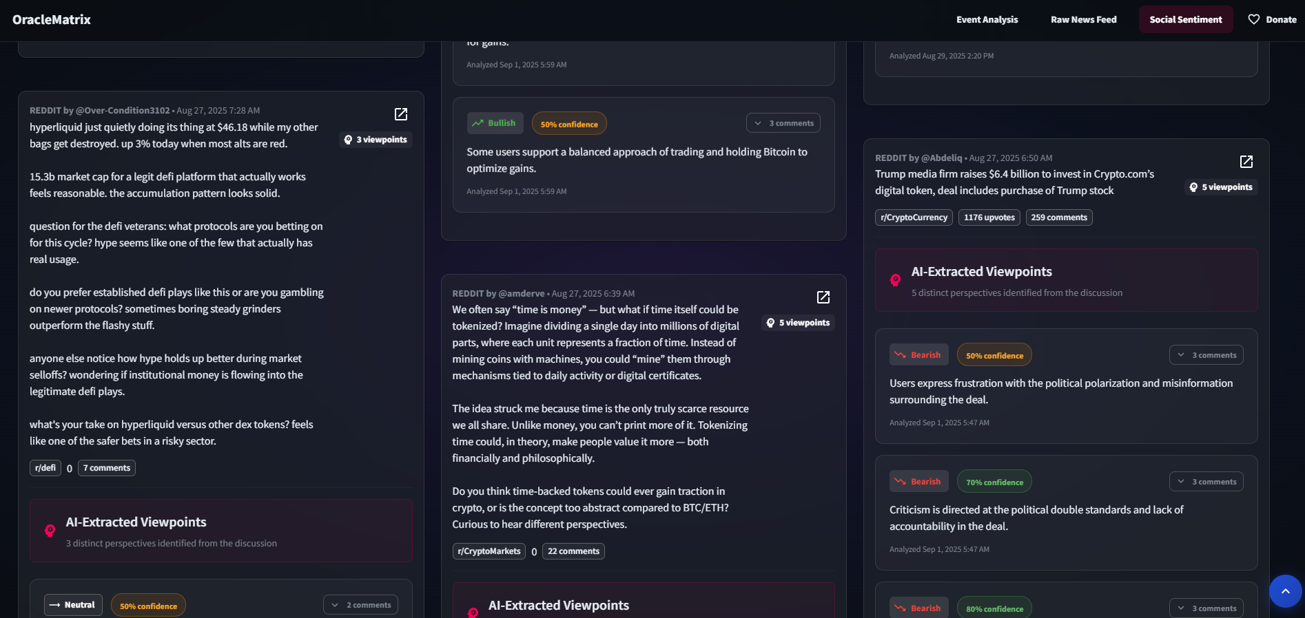 Média Matrice Oracle - Intelligence cryptographique assistée par AI à partir d'un tableau de bord 2