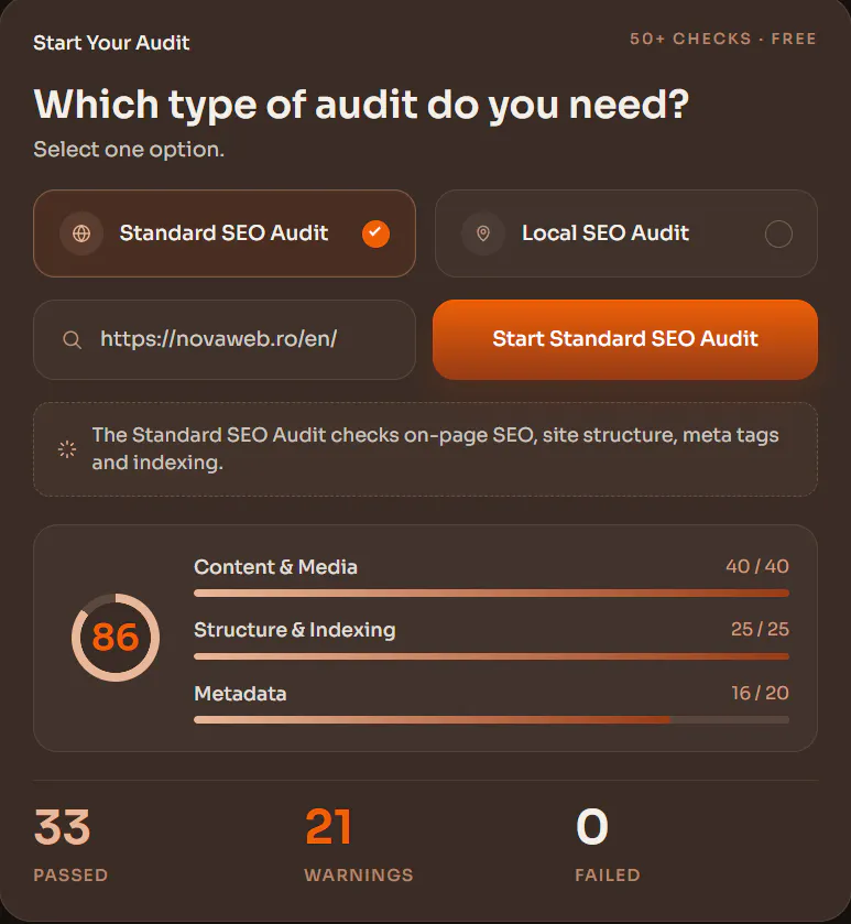 NovaWeb Free SEO Audit