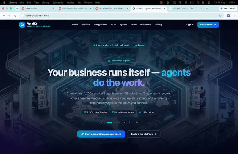 VendIQ · Agentic Ops Platform screenshot 2