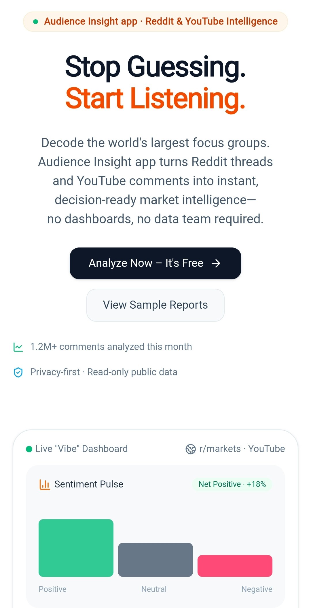 AudInsight - Main product screenshot demonstrating key features and user interface