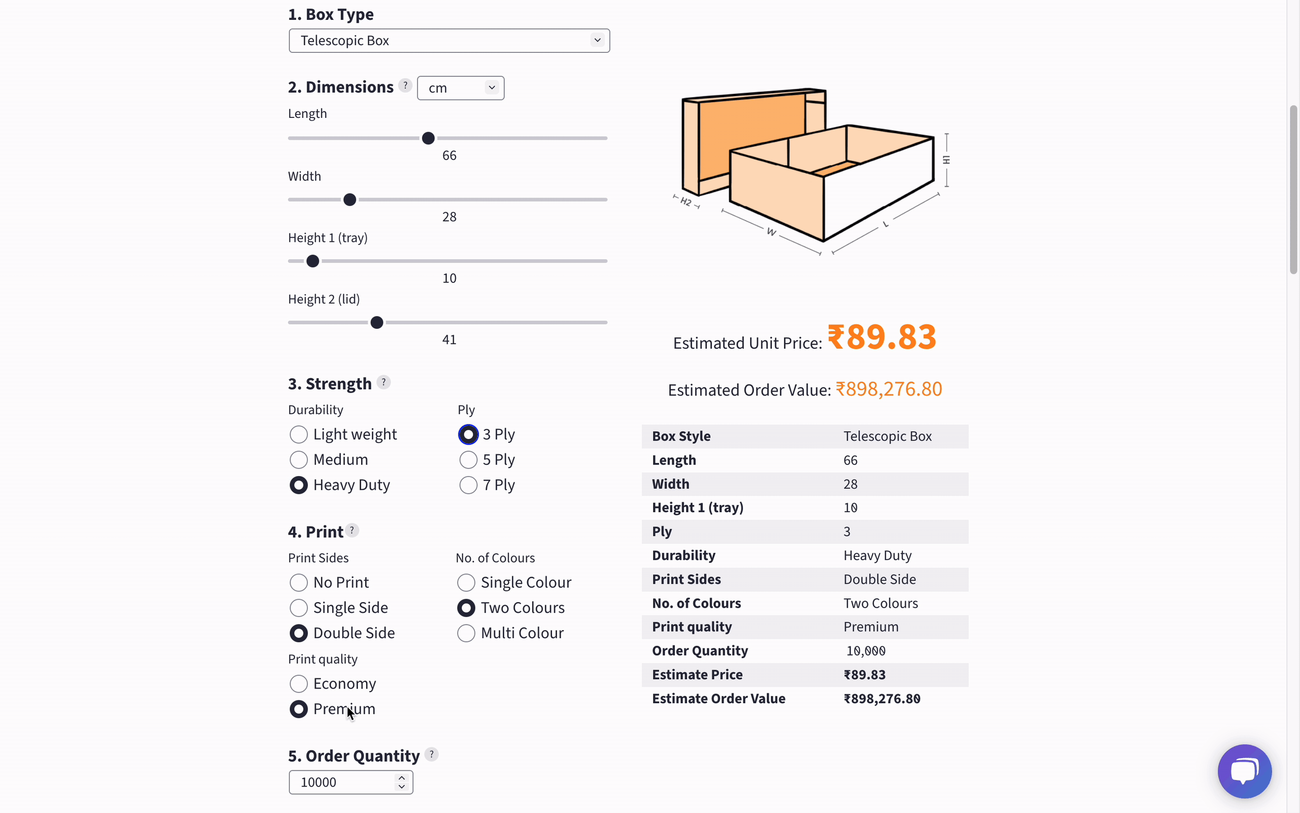Calculadora de costos de embalaje media 4