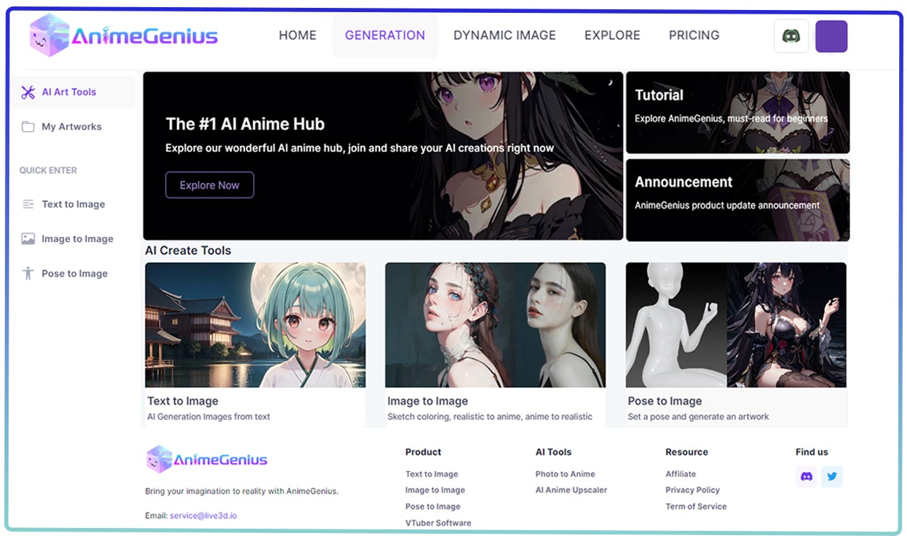 AnimeGenius, Generative Art AI Tool