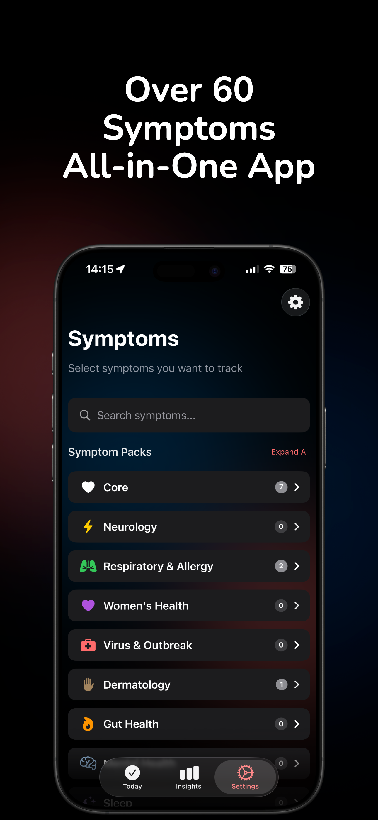 Trace Symptom Tracker App - Screenshot 2 showing product features and functionality